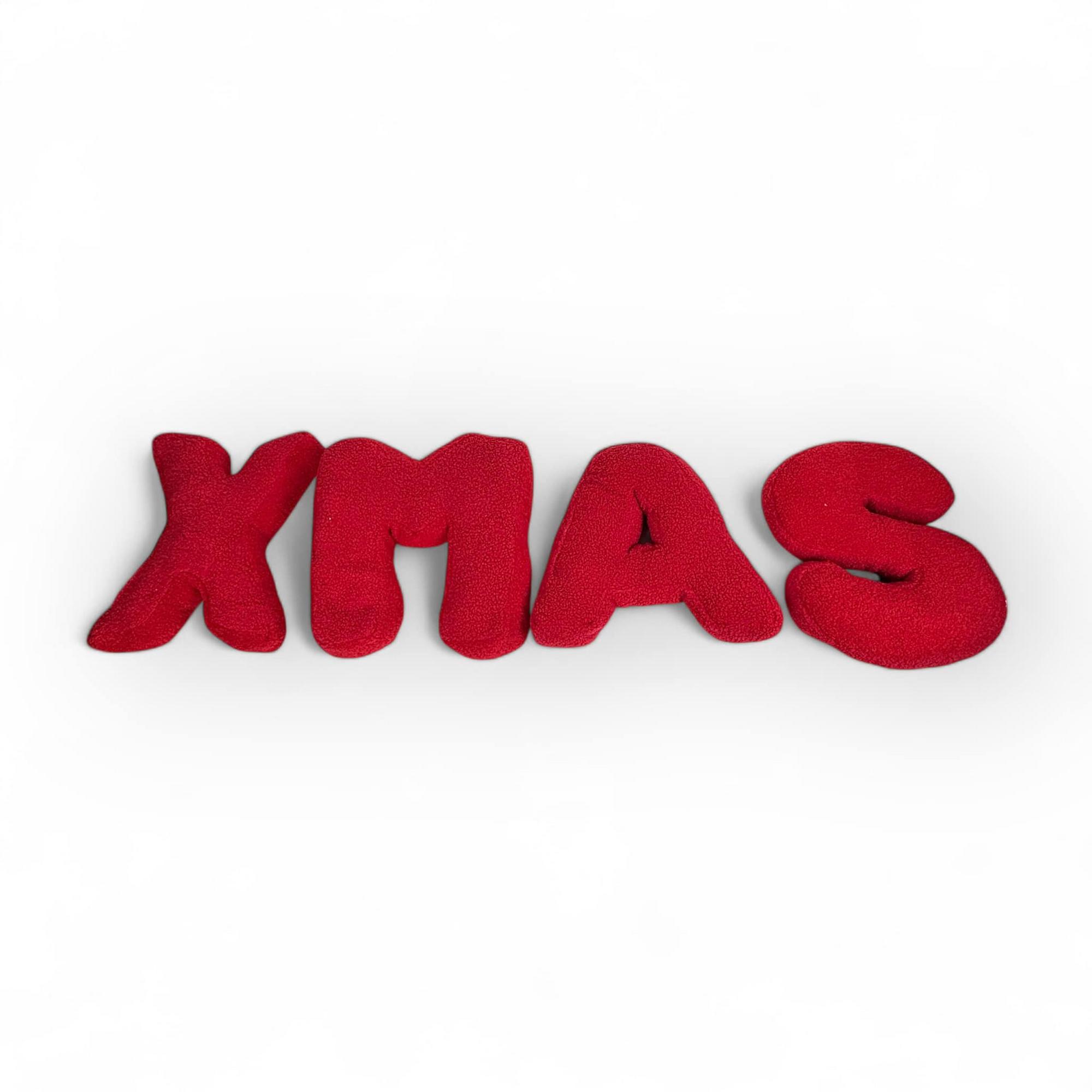 Подушка-буква декоративна XMAS червона тедді PW-426