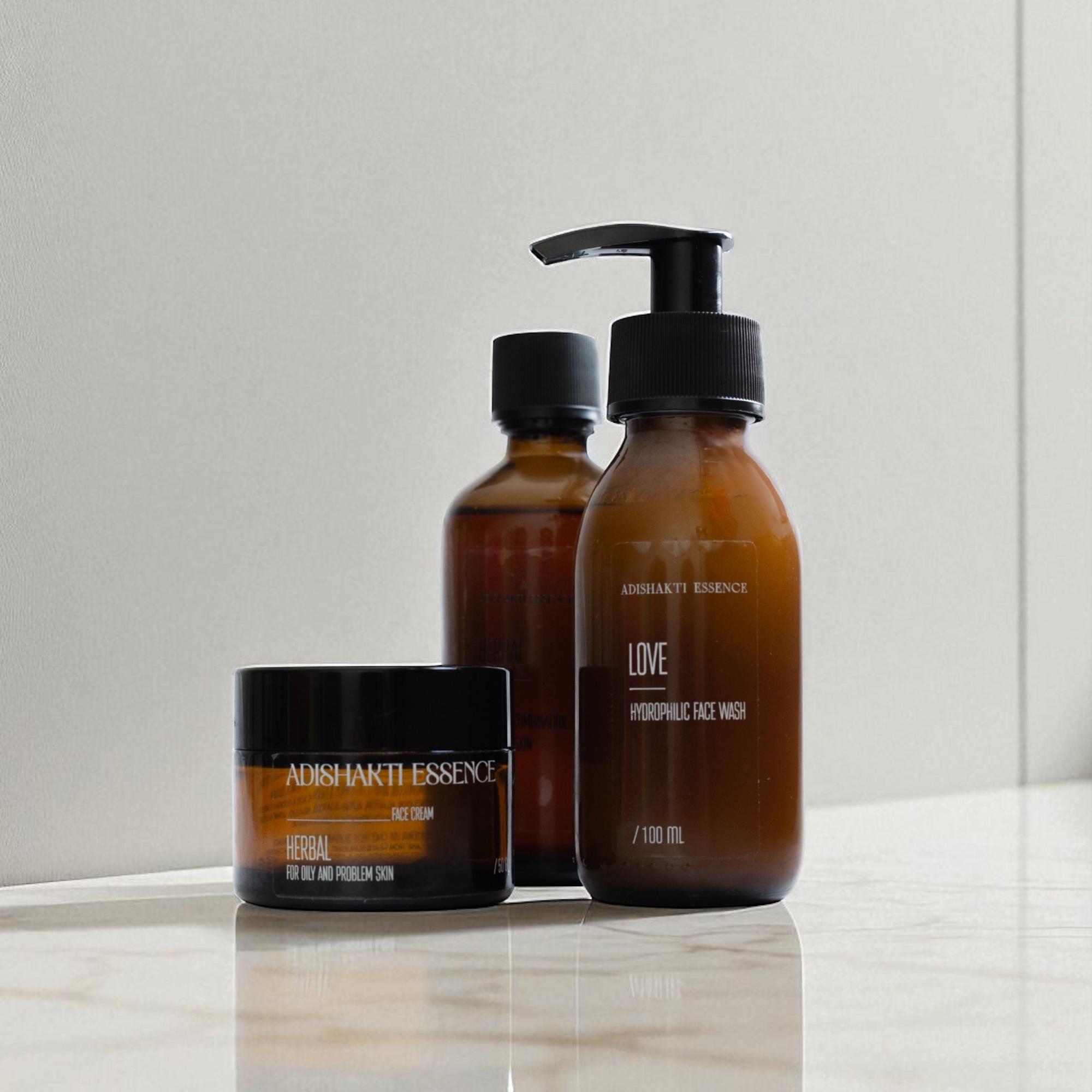 Комплект HERBAL для жирной/ проблемной/ комбинированной кожи лица