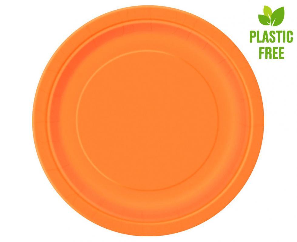 Papīra šķīvji oranži, 23 cm, 8 gab