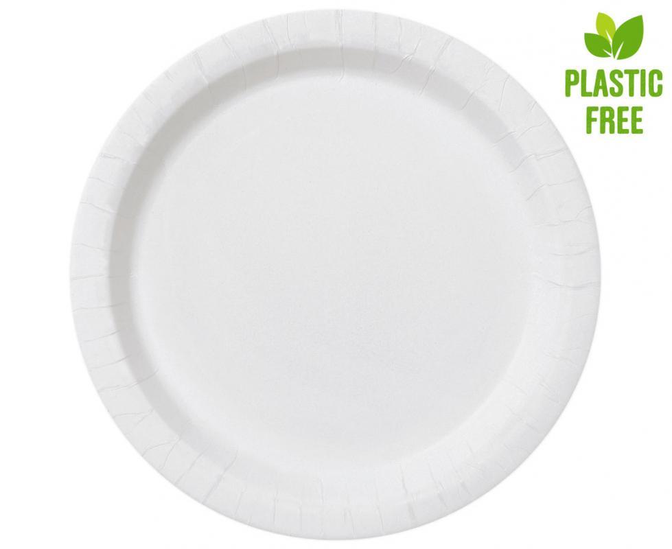 Papīra šķīvji balti, 23 cm, 8 gab