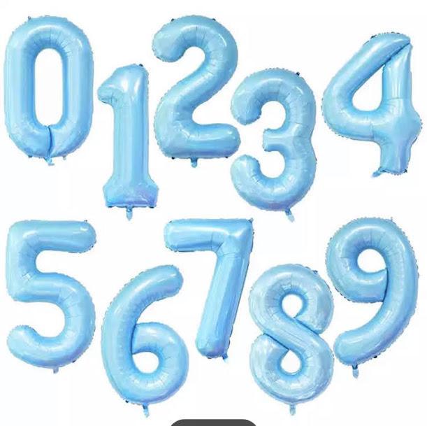 Balons maigi zils, cipari 1-5, 86 cm