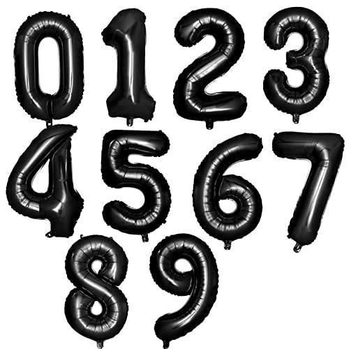 Balons melns, cipari 0-9, 86 cm