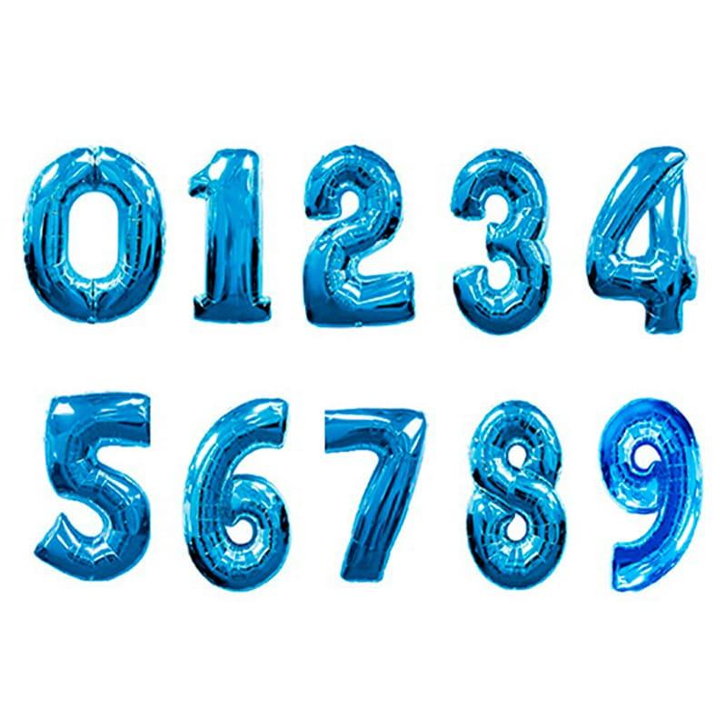 Balons zils, cipari 0-9, 92 cm