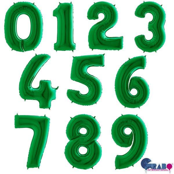 Balons zaļš, cipari 0-9, 92 cm