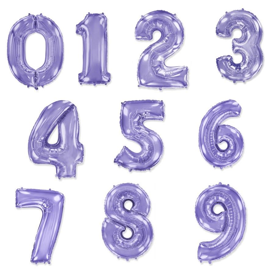 Balons lilla, cipari 0-9, 92 cm