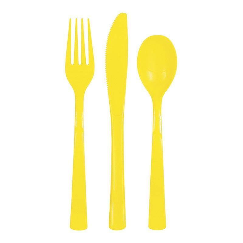 Plastmasas galda piederumi dzelteni, 18 gab