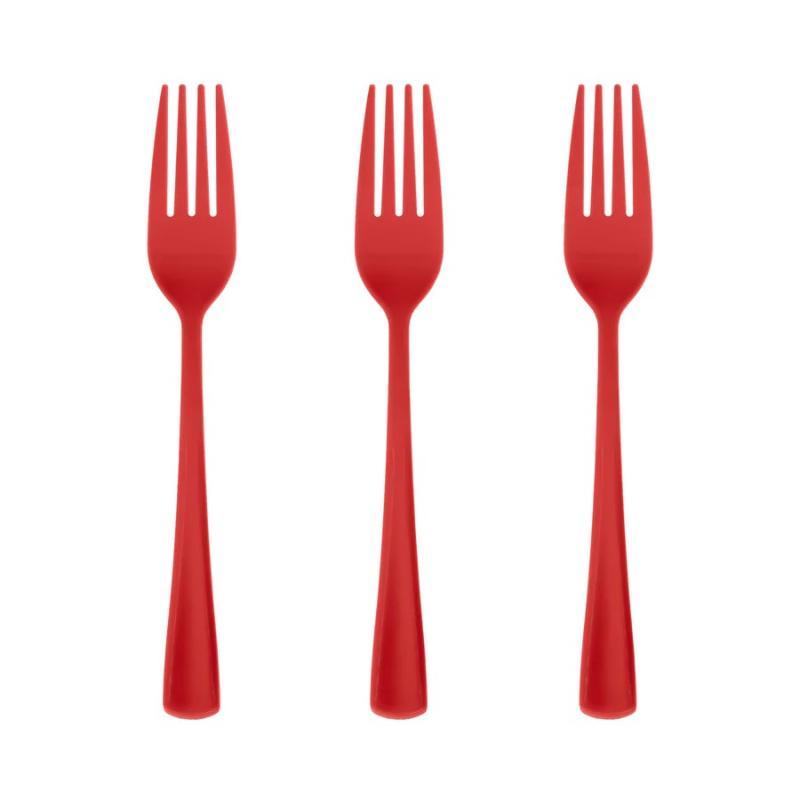 Plastmasas dakšas sarkanas, 24 gab