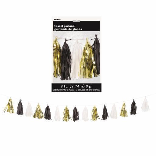 Pušķu virtene melna-balta-zelta, 2.75 m