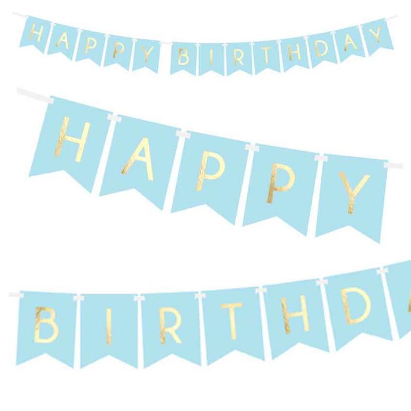 Virtene "Happy Birthday", gaiši zila, 1.75 m