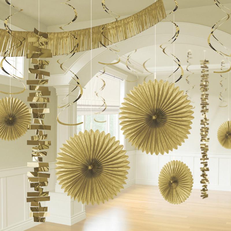 Lielais dekorāciju komplekts zelta, 18 gab