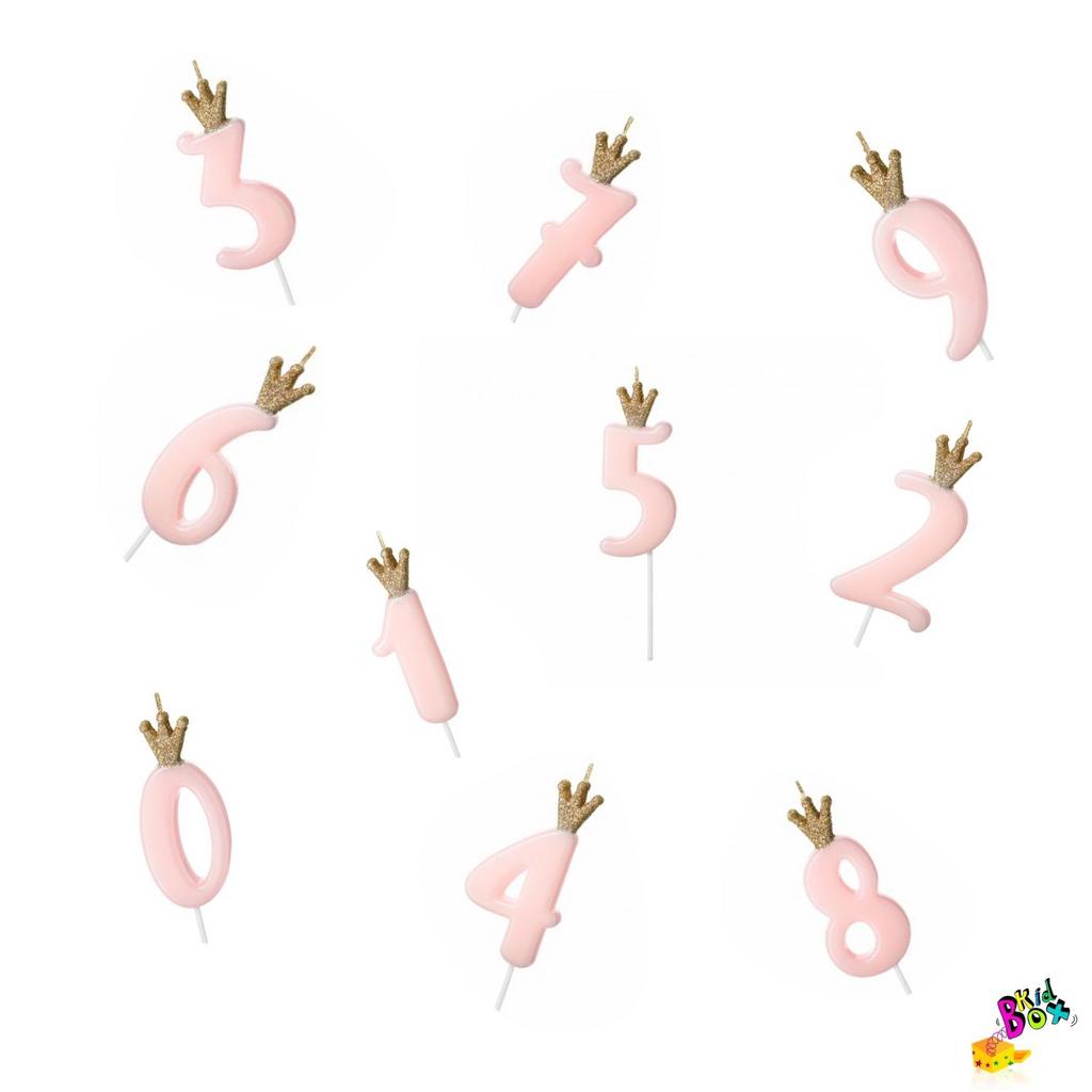 Rozā svecīte - cipars ar kroņi