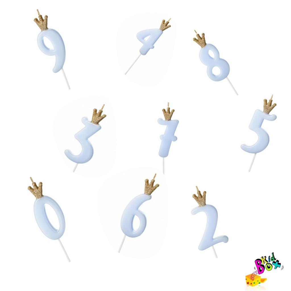 Gaiši zila svecīte - cipars ar kroņi