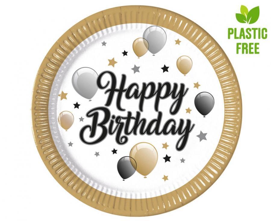 Šķīvji "Happy BDay Milestone" 23 cm, 8 gab