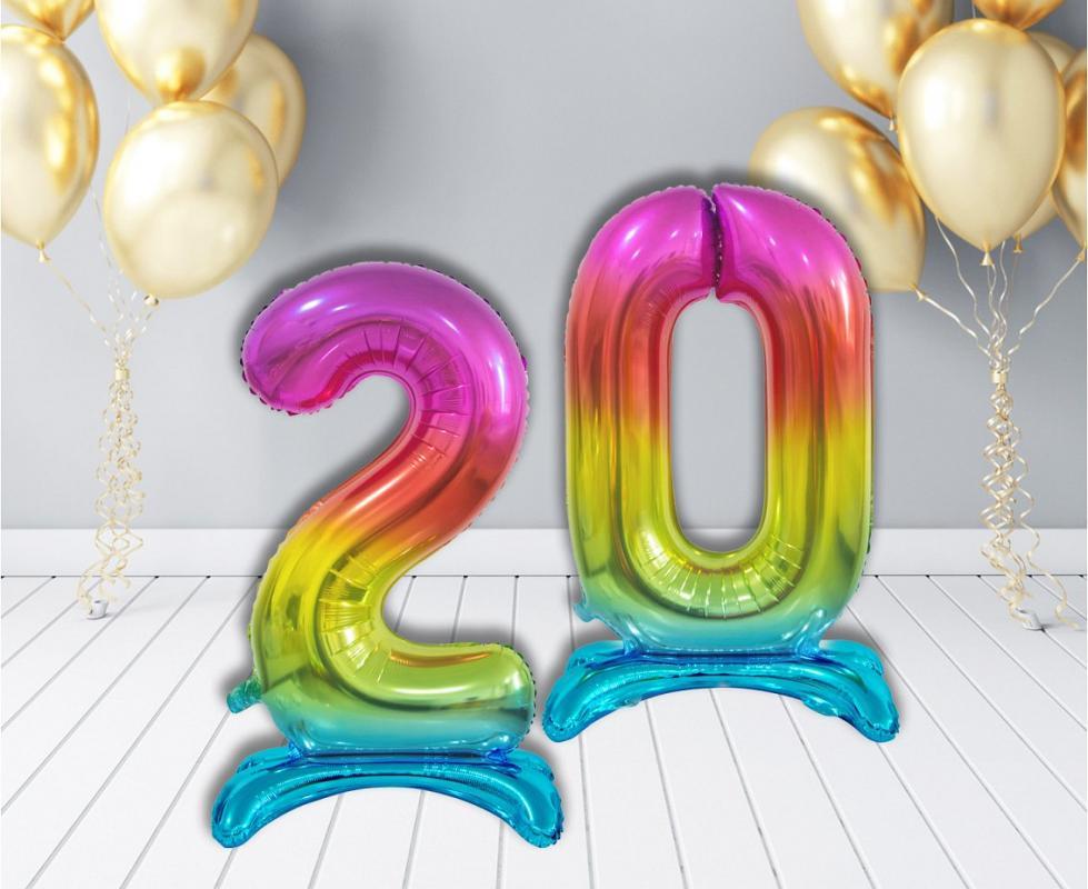 Balons stāvošs daudzkrāsu cipars, 74 cm