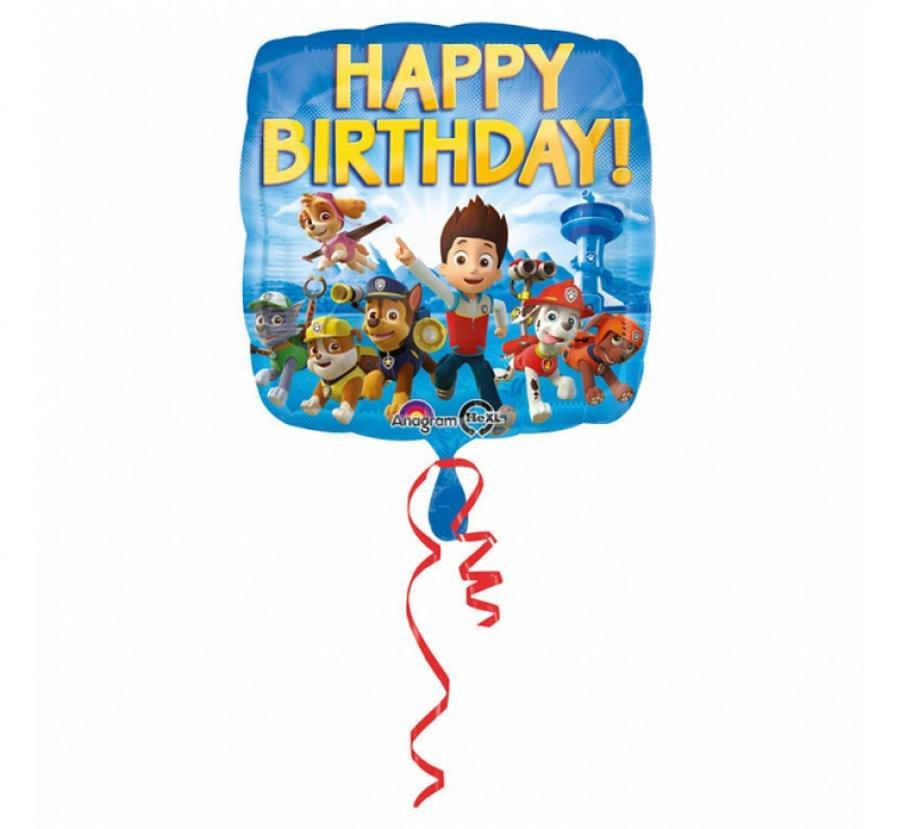 Folija balons "Ķepu patruļa Happy BDay" , 45 cm