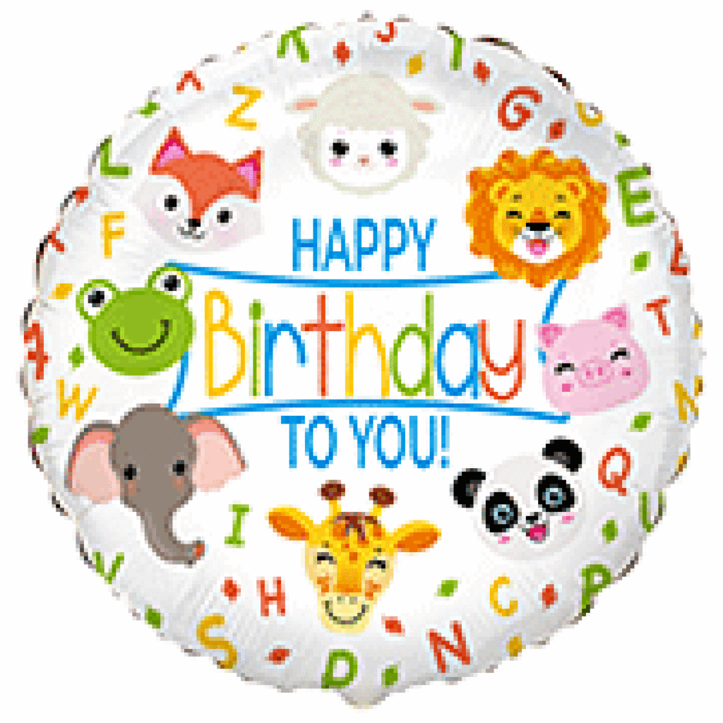Folijas balons "Safari animals Happy BDay" , 45 cm