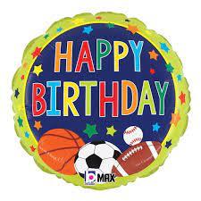 Folijas balons "Sports Happy BDay" , 45 cm