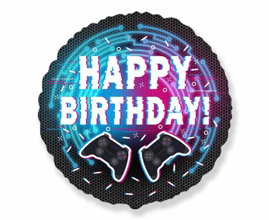 Folijas balons "Gamepad Happy BDay", 45 cm
