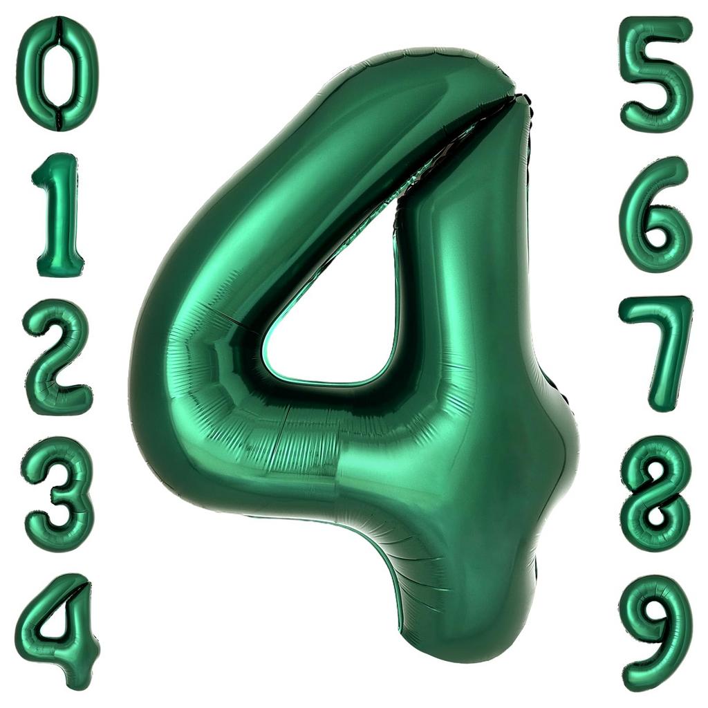 Balons smaragda krāsā, cipari 0-9, 86 cm