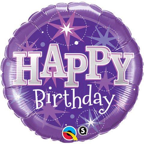 Folijas balons "Purple Happy BDay", 45 cm