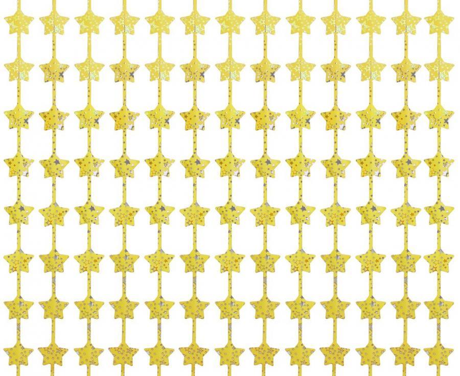 Zelta folija aizkari sudraba ZVAIGZNĪTES, 100 x 200 cm