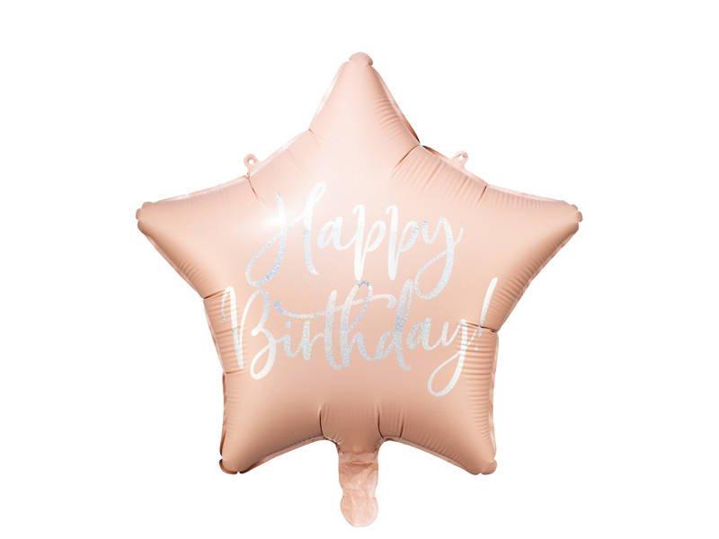 Folijas balons "Blush Star Happy BDay, 45 cm