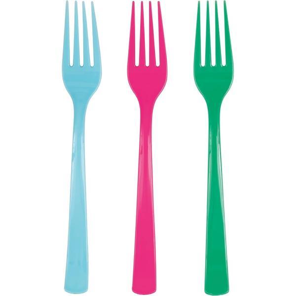 Plastmasas dakšas, daudzkrāsu, 18 gab