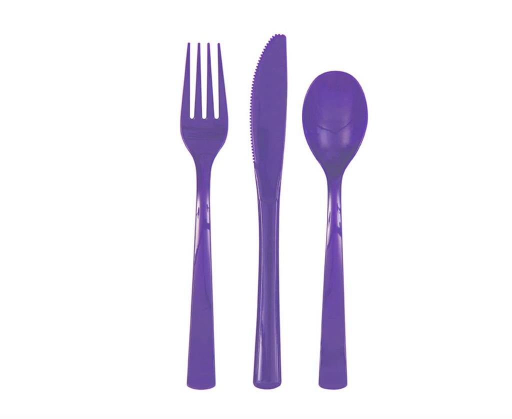 Plastmasas galda piederumi violeti, 18 gab