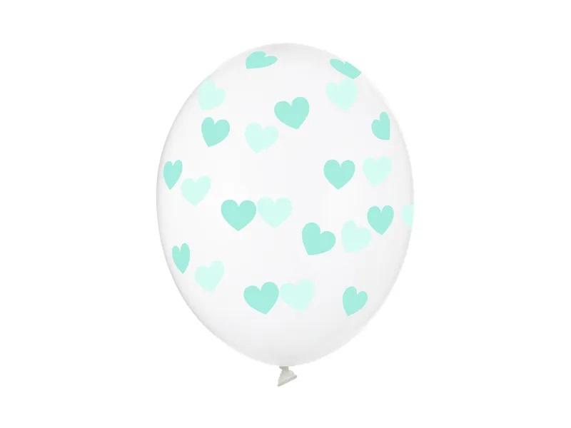 Lateksa baloni caurspīdīgi "Mint Hearts", 1 gab