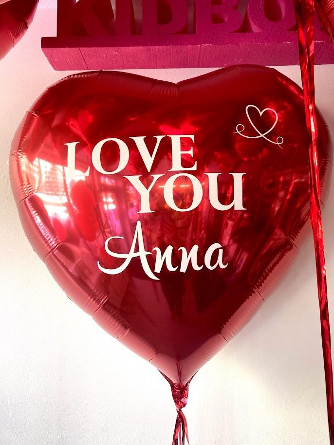 Folijas sirds 80 cm ar personalizētu uzrakstu,  1 gab