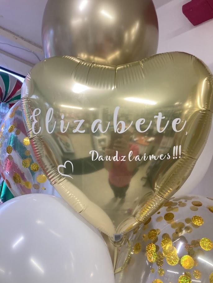 Folijas sirds 45 cm ar personalizētu uzrakstu,  1 gab