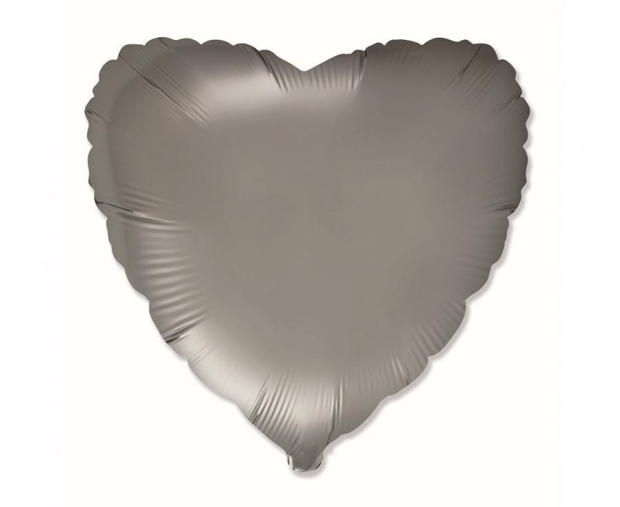 Folijas balons "Sirds" satīna pelēks 45 cm