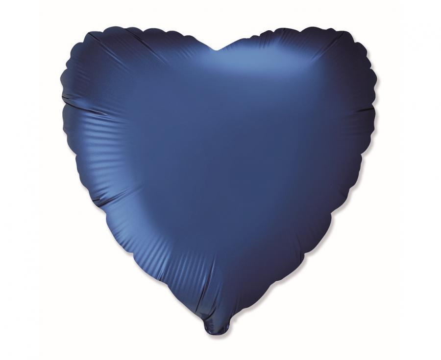 Folijas balons "Sirds" satīna tumši zils 45 cm