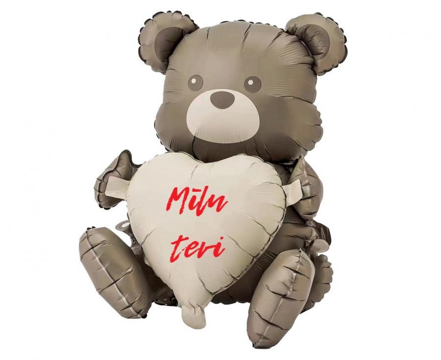 Balons stāvošs Lācis ar sirdi ar personalizēto uzrakstu, 55 cm