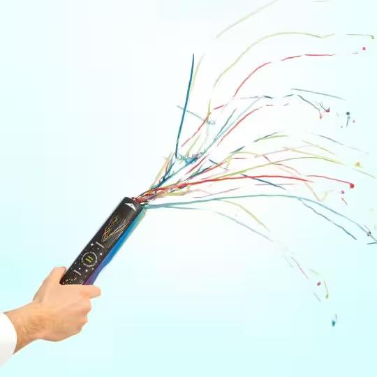 Bērnu strūklaka ar daudzkrāsu papīra stremelītēm un serpantīniem, 30 cm