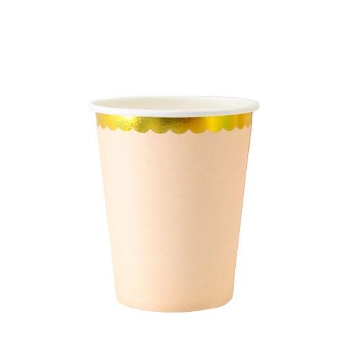 Glāzītes bēšas ar zelta maliņu, 200 ml, 6 gab