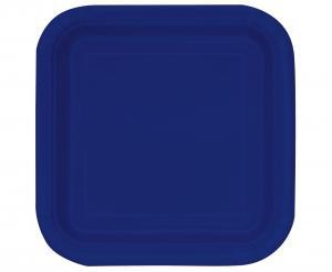 Papīra šķīvji tumši zili, kvadratveida, 18 cm, 16 gab