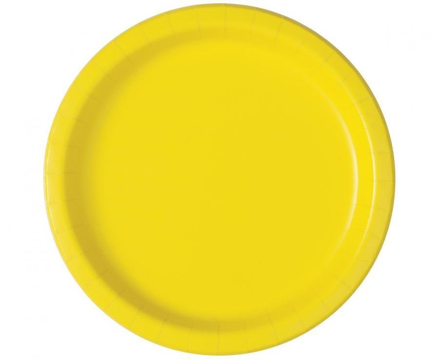 Papīra šķīvji dzelteni, 23 cm, 8 gab