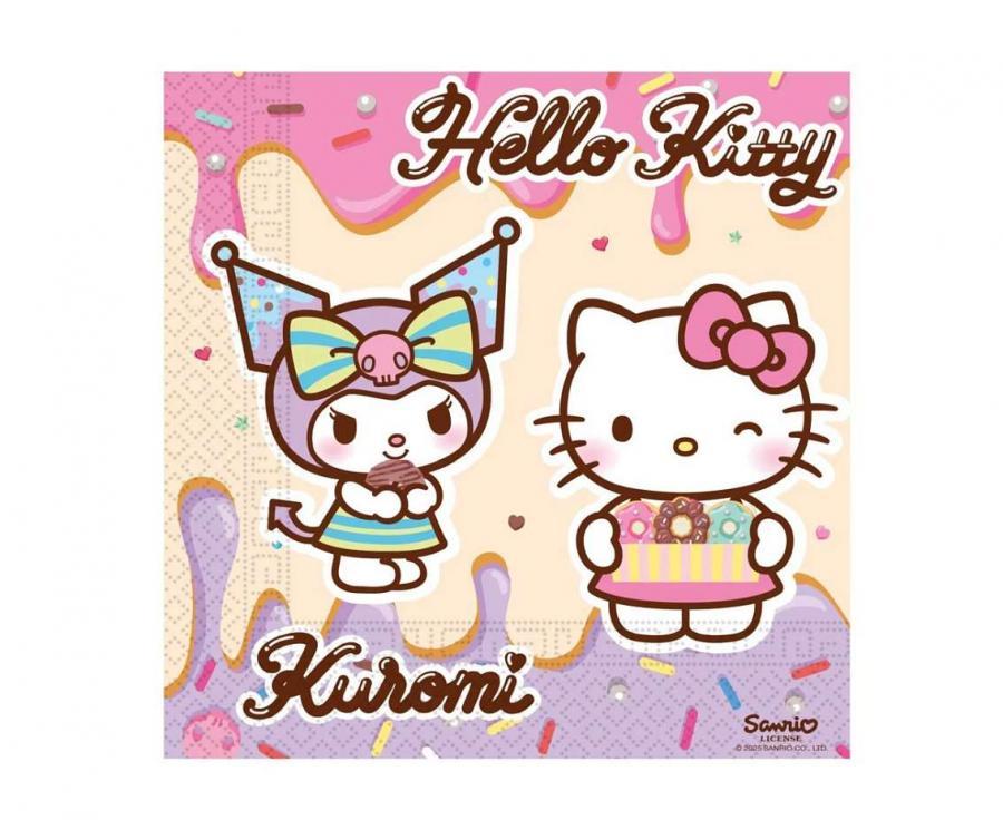 Salvetesi "Hello Kitty & Kuromi",  33x33 cm, 20 gab