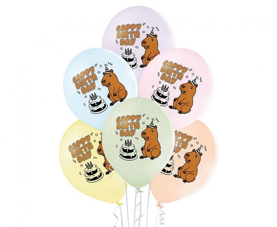 Lateksa baloni "Cappy Birthday" Kapibara, 1 gab