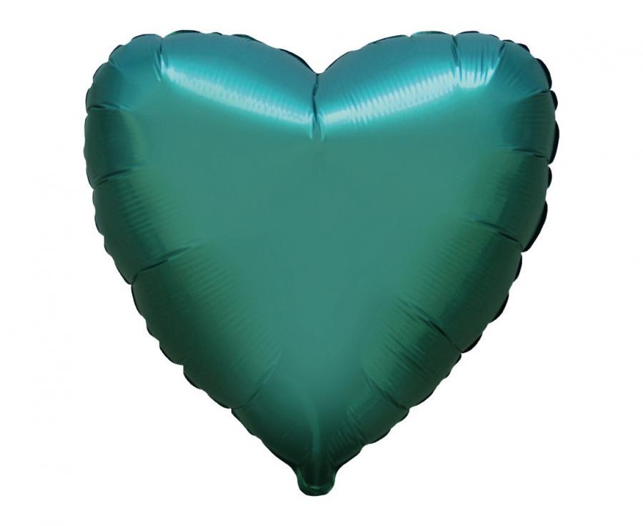 Folijas balons "Sirds" satīna tumši zaļš, 45 cm