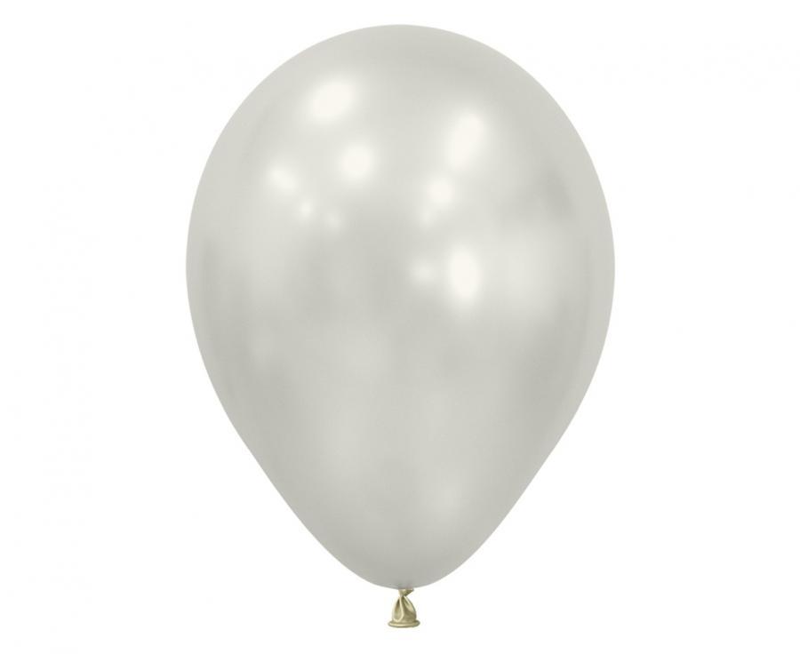 Perlamutra/hromēts lateksa balons balts, 1 gab