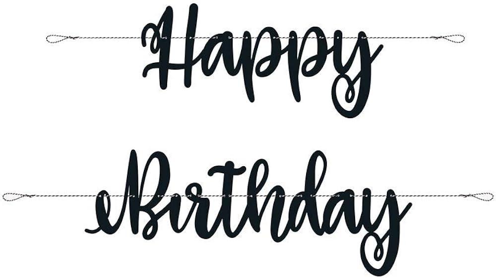 Virtene "Happy Birthday" melna, 213 cm