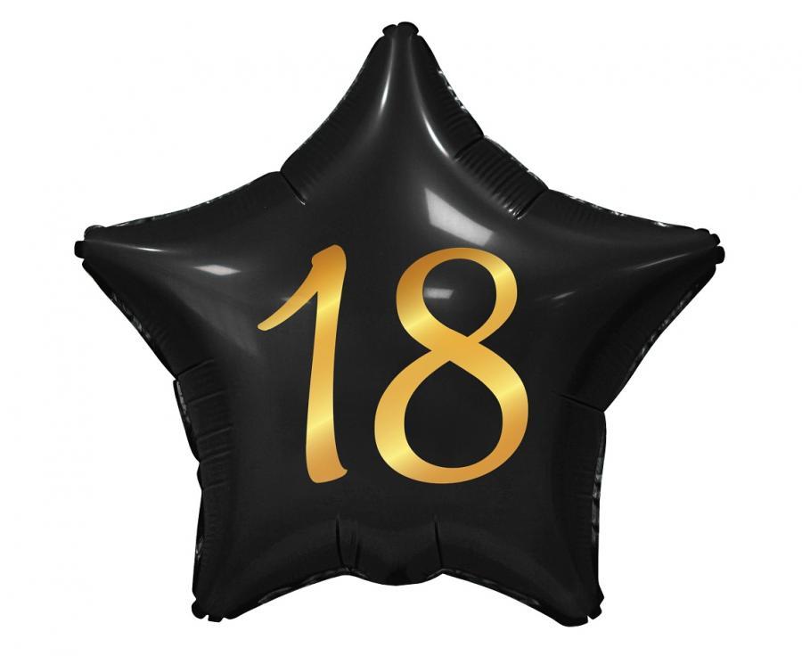 Folija balons ar ciparu 18, melns, 45 cm