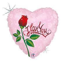 Folijas balons "Sirsniņa ar rozi" 45 cm