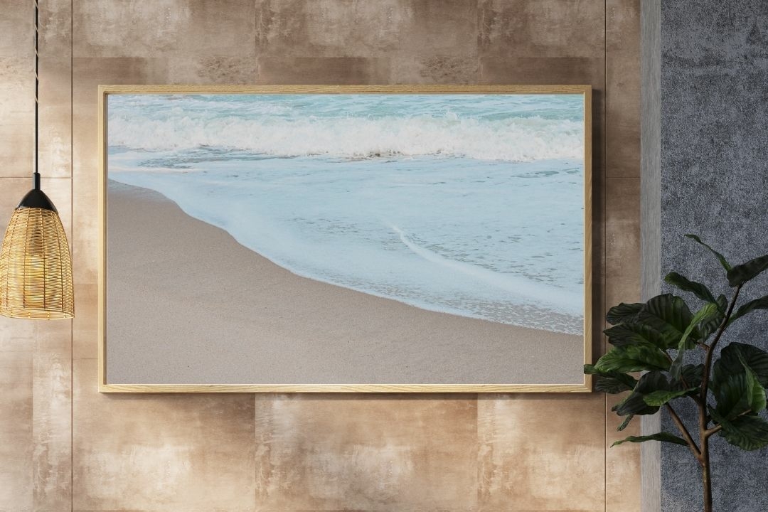 Minimalist Beach Print – Ocean Waves and Sand Wall Art, Coastal Photography Poster