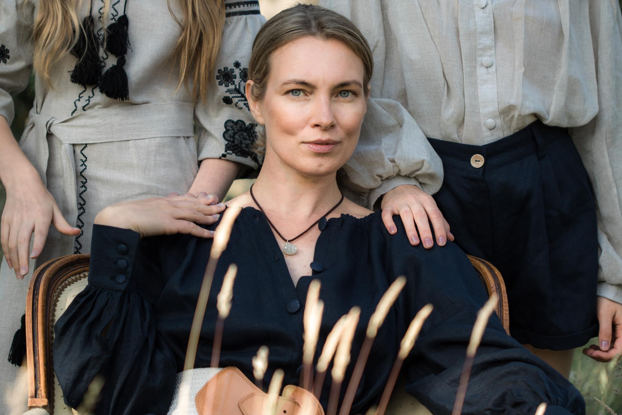 블랙 린넨 원피스 맥시 VINTAGE APHRODITE