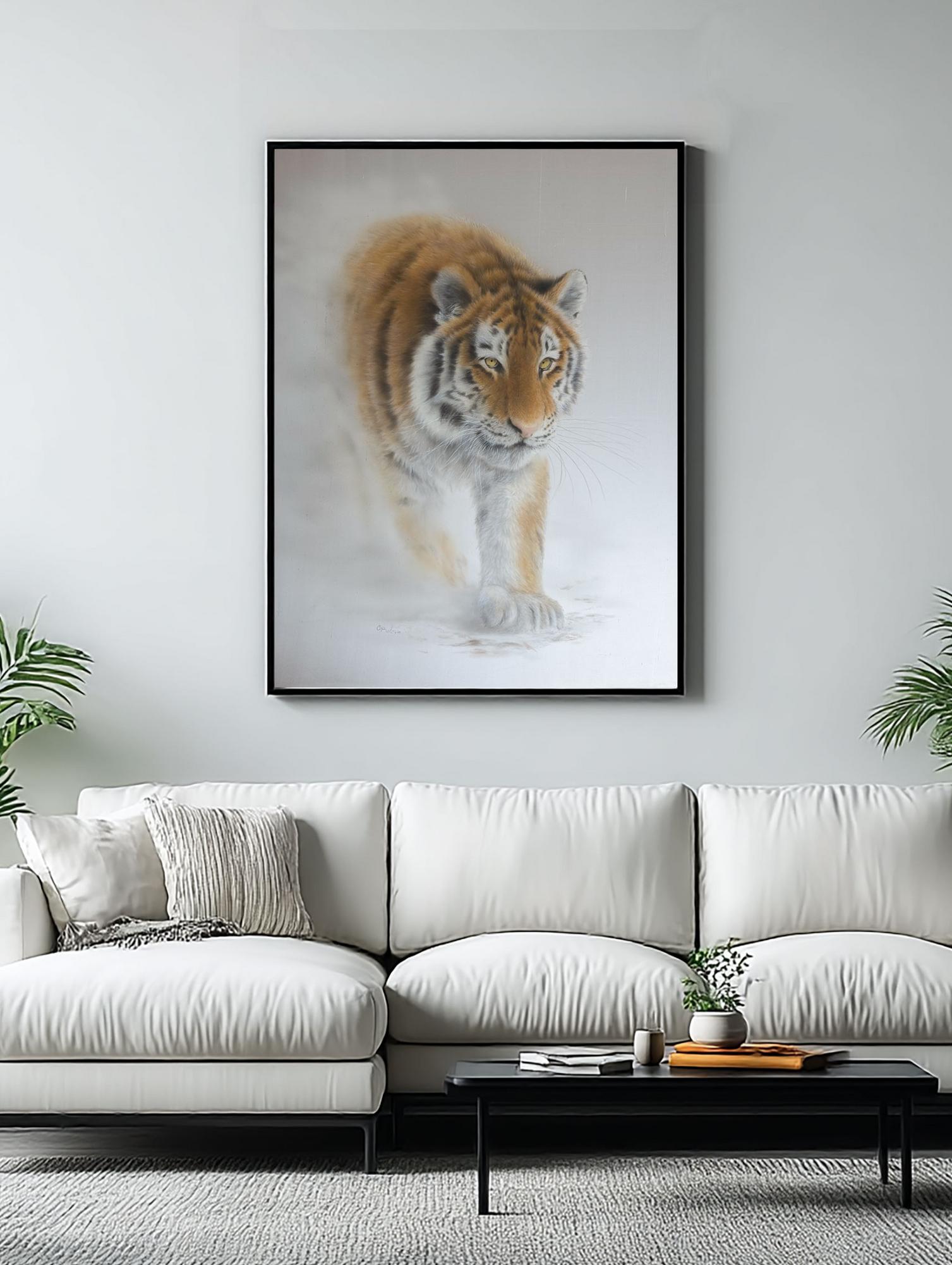 What the Fog Tried to Hide - Silk painted tiger portrait