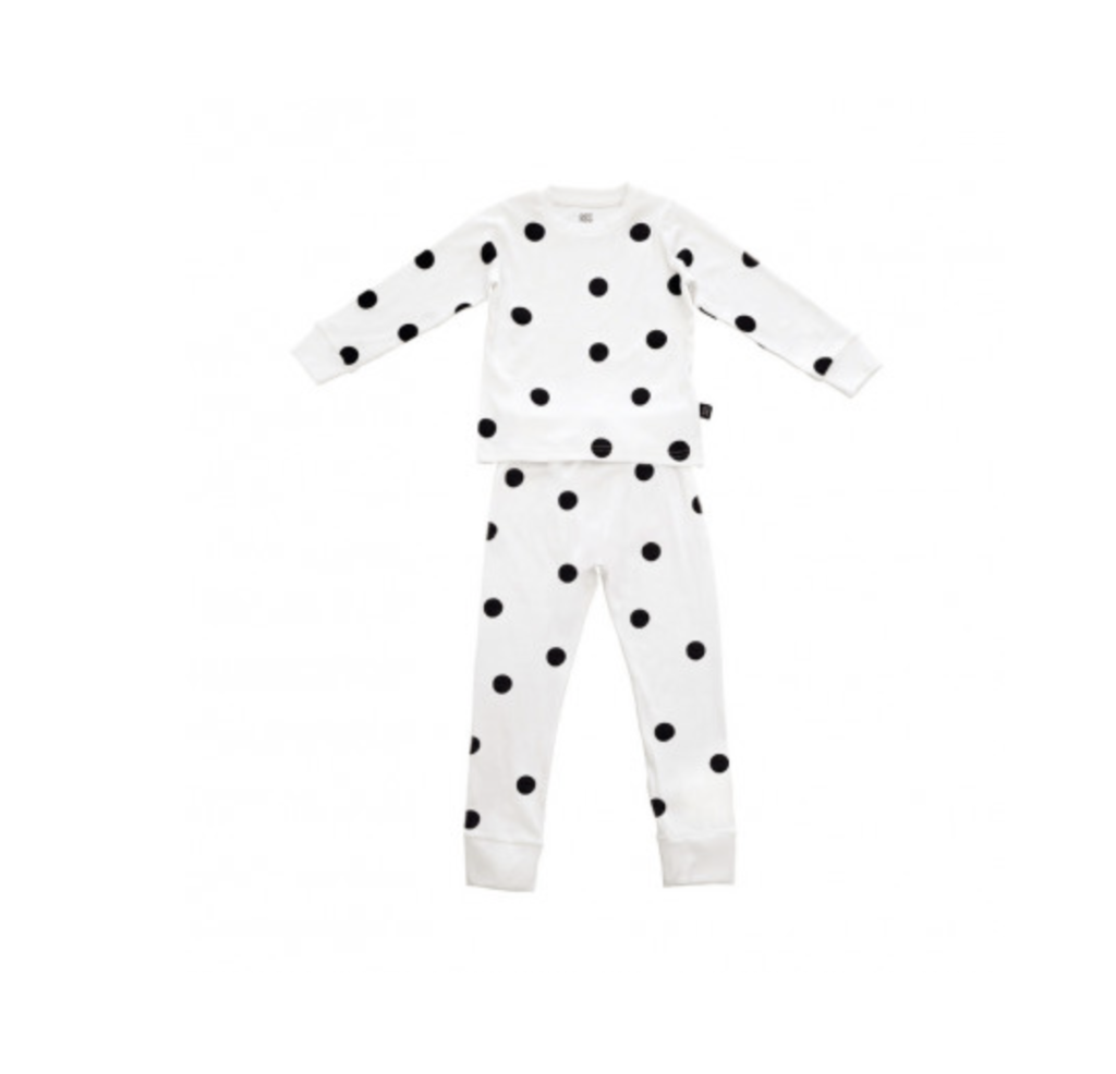Organic Cotton Dot Pyjamas White with black dots
