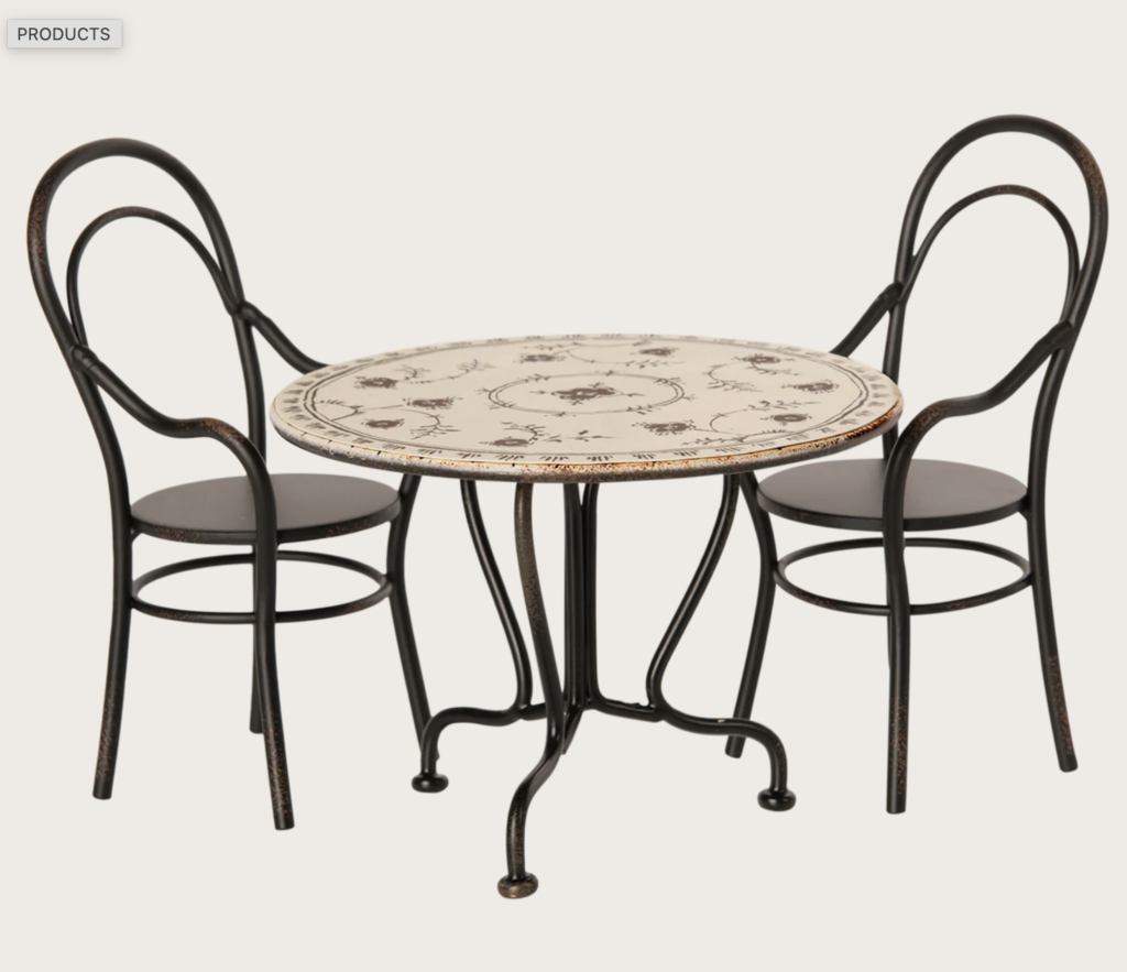Maileg Dining table, Set with 2 chairs